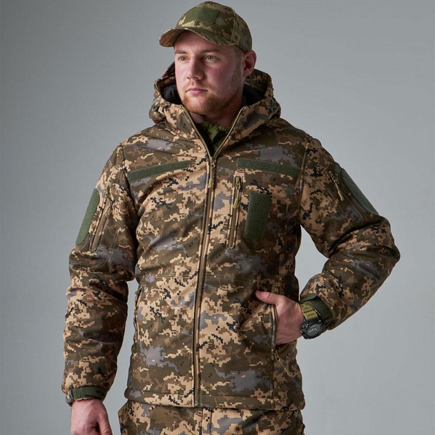 Зимовий Костюм Soft Shell на Omni-Heat з капюшоном / Чоловіча Форма Куртка + Штани піксель розмір XL - зображення 2
