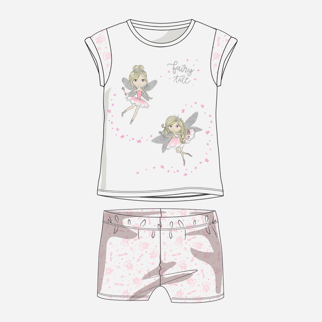 Piżama letnia dziecięca dla dziewczynki Chicco 09035343000000 98 cm Biały/Różowy (8059609086122) - obraz 1