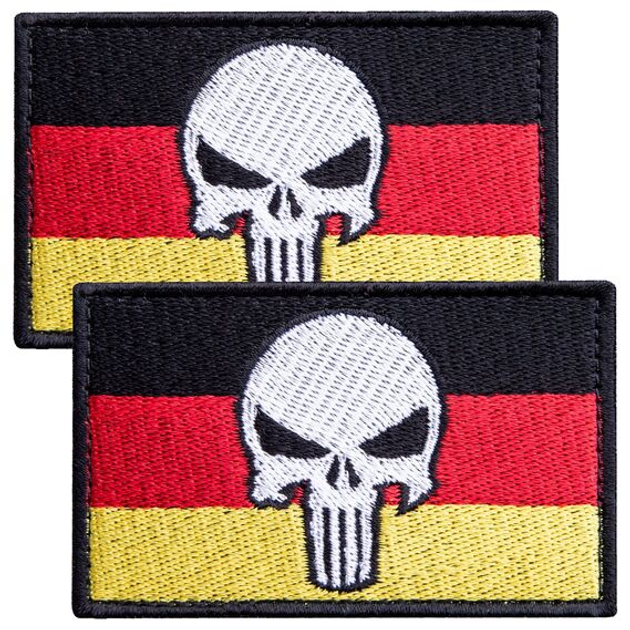Набір шевронів 2 шт з липучкою IDEIA Прапор Німеччини та Череп Карателя 5х8 см, вишитий патч (4820182657344) - зображення 1