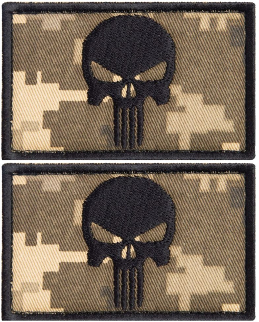 Набор шевронов с липучкой IDEIA Punisher Череп Каратель вышитый патч 5х8 см 2 шт Пиксель (4820182651069) - изображение 1