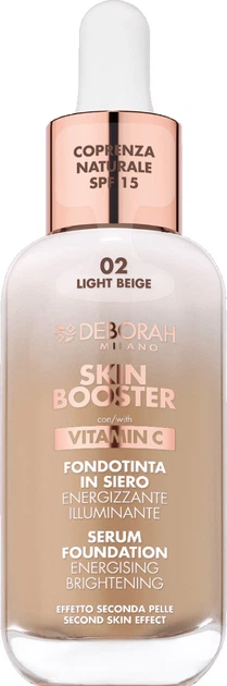 Тональная сыворотка Deborah Skin Booster Serum Foundation Vitamin С SPF15 02 Light Beige 30 мл (8009518414370) - Фото 1 Тональная сыворотка Deborah Skin Booster Serum Foundation Vitamin С SPF15 02 Light Beige 30 мл (8009518414370) - изображение 1