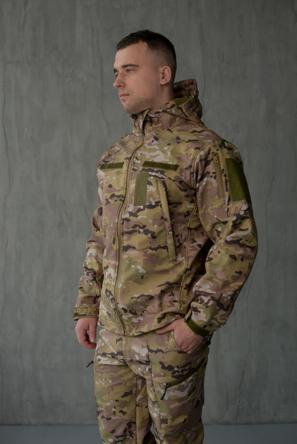 Куртка Softshell мужская Multicam с Флисовой подкладкой цвет Мультикам / Демисезонная водонепроницаемая XL - изображение 1