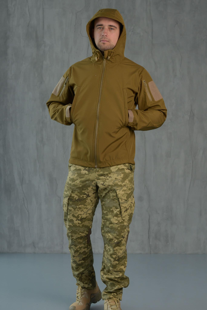 Куртка Softshell чоловіча KOYOT з Флісовою підкладкою колір койот / Демісезонна водонепроникна L - зображення 2