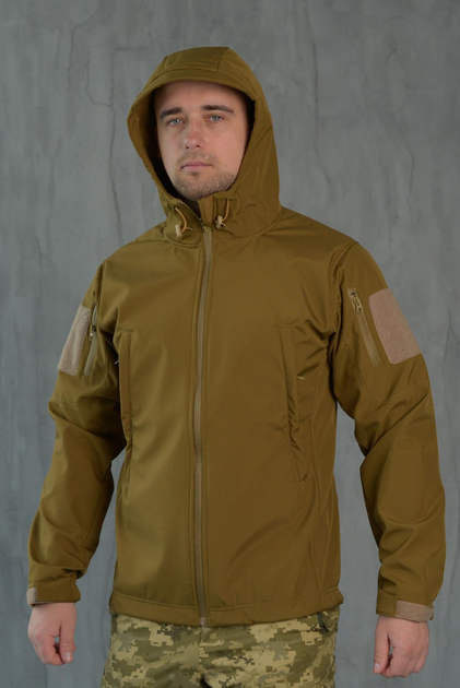 Куртка Softshell мужская KOYOT с Флисовой подкладкой цвет койот / Демисезонная водонепроницаемая M - изображение 1