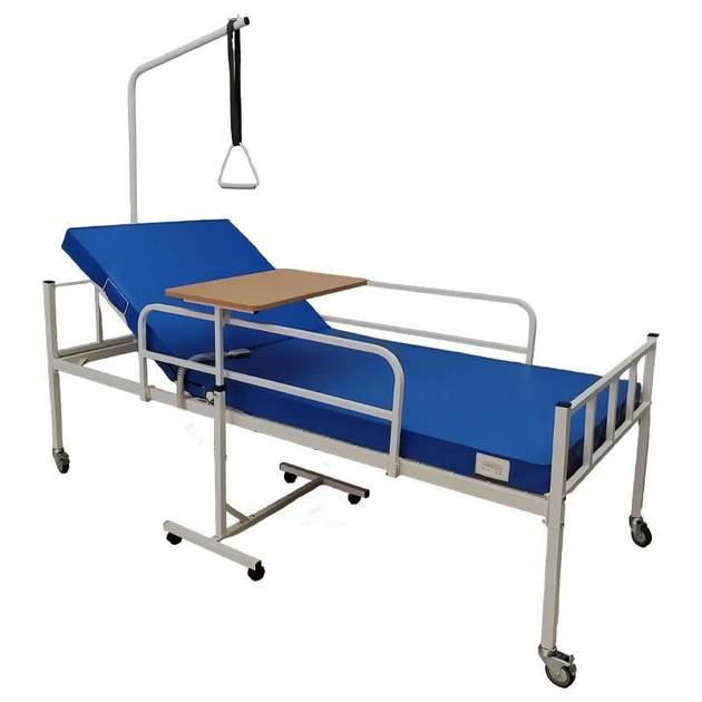 Ліжко медичне функціональне Riberg АНО-11-02 з електроприводом із матрацом бічними поручнями приліжковим столиком і приліжковою трапецією - зображення 1