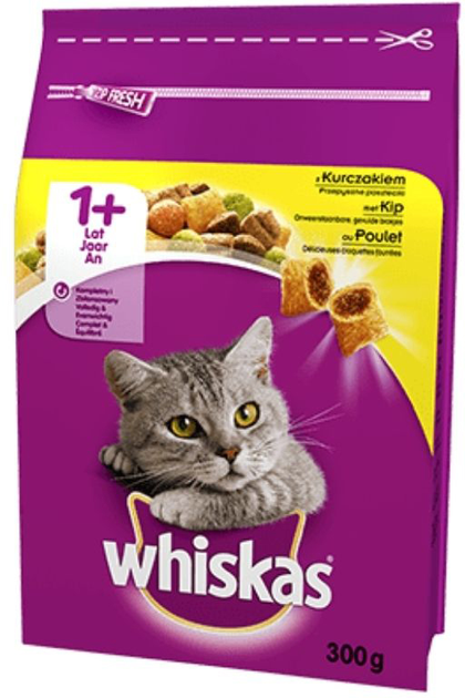 Сухий корм для котів Whiskas 1+ курка 300 г (5998749105986) - зображення 1