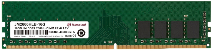 Pamięć Transcend UDIMM DDR4-2666 16384MB PC4-21300 (JM2666HLB-16G) - obraz 1