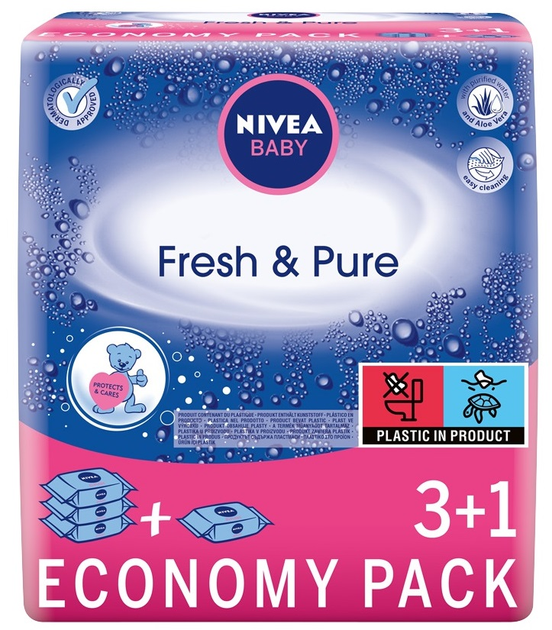 Серветки Nivea Baby Fresh & Pure для дітей та немовлят вологі 4 x 63 шт (4005808862542) - зображення 1