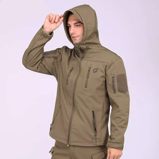 Тактическая куртка Eagle Soft Shell JA-01-0 с флисом Olive Green 5XL - изображение 2