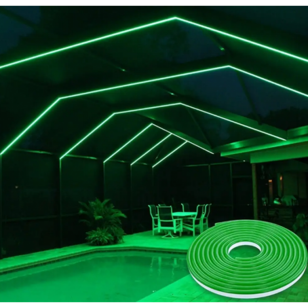 Світлодіодна стрічка NEON JL 2835-120G Неонова смужка герметична IP65 5м 220В Зелений - зображення 6