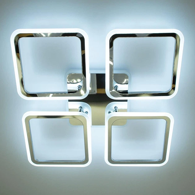Люстра светодиодная потолочная LUMINARIA LOOK RGB 120W 4Q 540/70 CHROME/OPAL 220V IP20, LED светильник с пультом ДУ - изображение 4