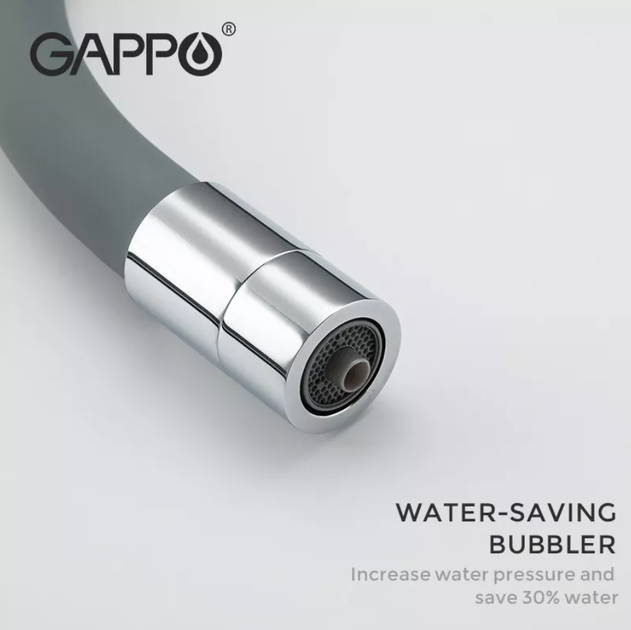 Смеситель для кухни с подключением к фильтру GAPPO G4398-30 с гибким изливом, серый/хром - изображение 7