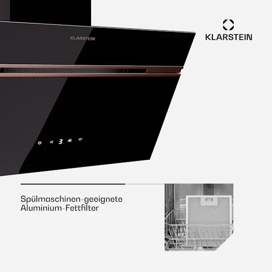 Вытяжка Klarstein Alina 3.0 60, 324 м³/ч, Светодиодный дисплей, рассеянное освещение, WiFi - изображение 5