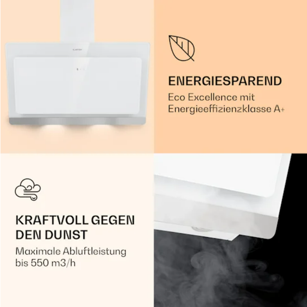 Вытяжка Klarstein Aurora Eco 90 550 м³/ч 90 см - Фото 6 Вытяжка Klarstein Aurora Eco 90 550 м³/ч 90 см - изображение 6