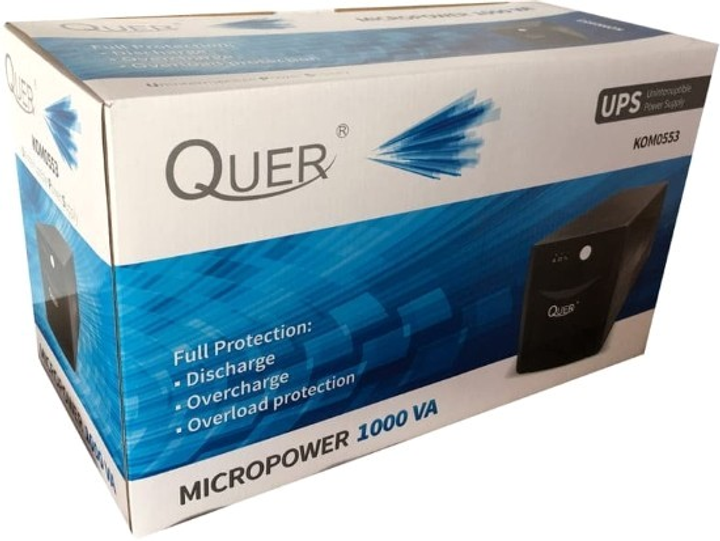 UPS Quer Micropower 1000 1000VA (600W) Black (KOM0553) - obraz 3