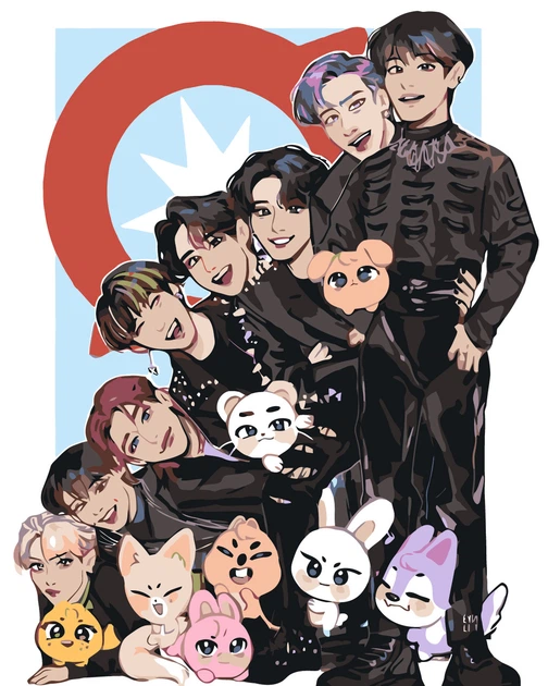 Картина по номерам 40×50 см Kontur. K-Pop Stray Kids Стрей Кидс