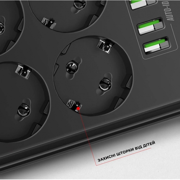 Бытовой сетевой фильтр удлинитель 6 розеток с 4 USB 2м с защитой и заземлением LDNIO SE 6403 2500W 10A Черный - изображение 8