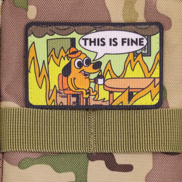 Шеврон This Is Fine, 8х5 , на липучке (велкро), патч печатный - изображение 2