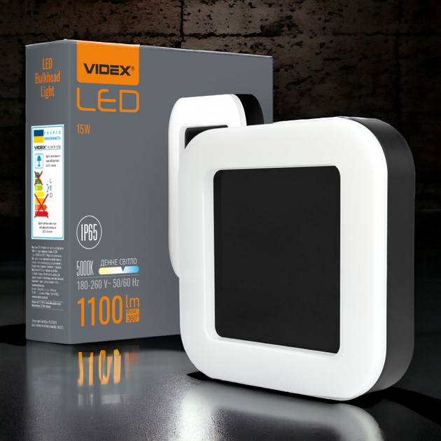 Уличный светильник светодиодный VIDEX ART 15W 5000K 220V IP65 VL-BHFS-155B защищенный квадратный черный - изображение 6