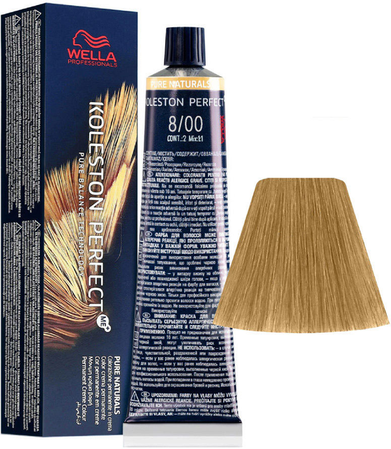 Стійка фарба для волосся Wella Koleston Perfect Me + Pure Naturals 8 - 00 Light Natural Blonde 60 мл (8005610650456) - зображення 1