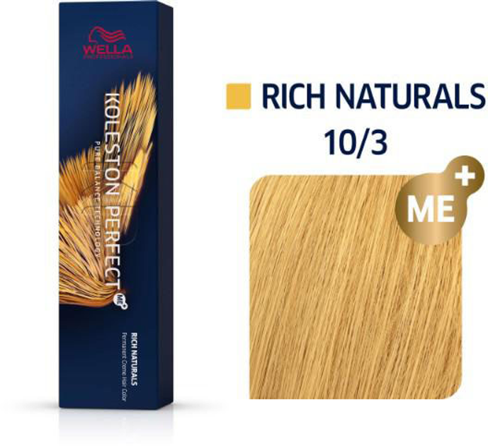 Стійка фарба для волосся Wella Koleston Perfect Me + Rich Naturals 10 - 3 Lightest Blonde Gold 60 мл (8005610653587) - зображення 1