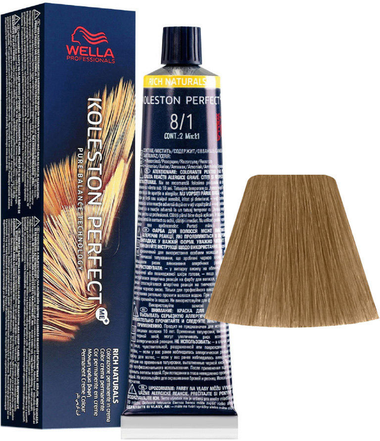 Стійка фарба для волосся Wella Koleston Perfect Me + Rich Naturals 8 - 1 Light Blonde Ash 60 мл (8005610649740) - зображення 1
