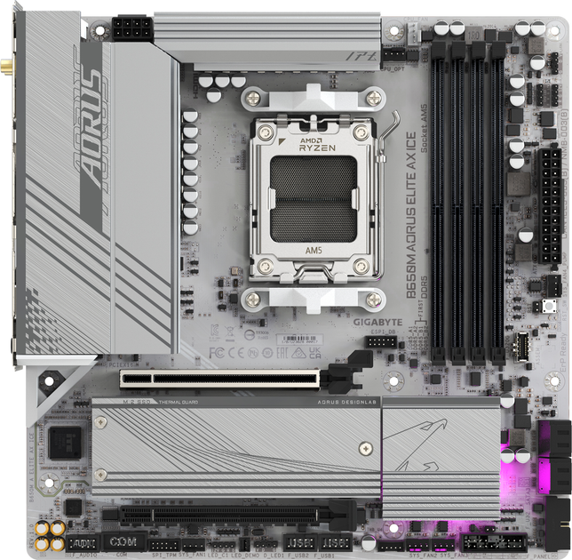 Материнская плата Gigabyte B650M Aorus Elite AX Ice (sAM5, AMD B650, PCI-Ex16) - изображение 1