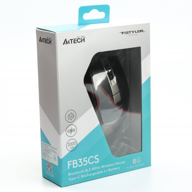 Мышь беспроводная A4Tech Fstyler FB35CS (Smoky Grey), BT, USB, цвет дымчато-серый - изображение 5