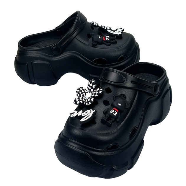 Кроксы женские сабо 18996-2 с джибитсами черные размер 37 (23,5 см ...