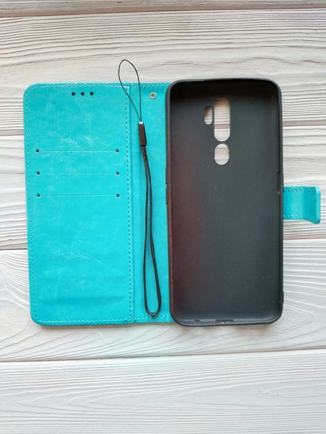 Чохол книжка Idewei для Oppo A9 2020 бірюзовий - Фото 2 Чохол книжка Idewei для Oppo A9 2020 бірюзовий - зображення 2