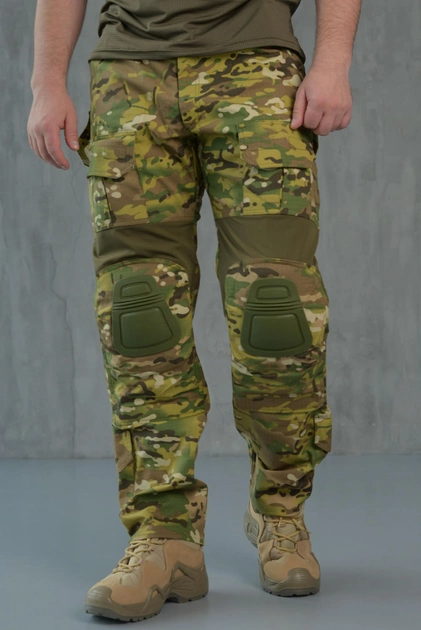 Чоловічі тактичні штани з Наколінниками у комплекті та Вставками FLEX / Міцні Брюки ріп-стоп мультикам M - зображення 1