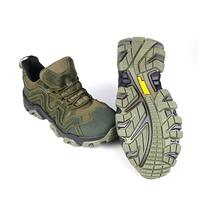 Тактичні шкіряні кросівки Oksy Tactical демісезонні трекінгові Olive розмір 40 - зображення 2
