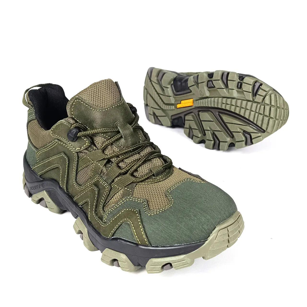 Тактичні шкіряні кросівки Oksy Tactical демісезонні трекінгові Olive розмір 41 - зображення 1