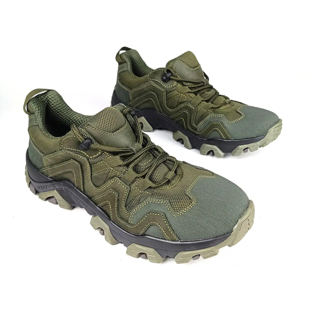 Тактичні шкіряні кросівки Oksy Tactical літні з сіткою трекінгові Olive розмір 43 - зображення 1