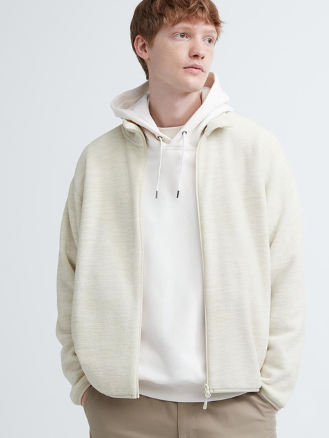 Толстовка на флисе, на молнии мужская Uniqlo 266504094 S Бежевая ...