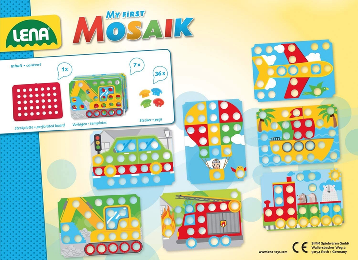 Мозаїка Lena My first mosaic Vehicles 36 деталей (4006942847303) - зображення 6