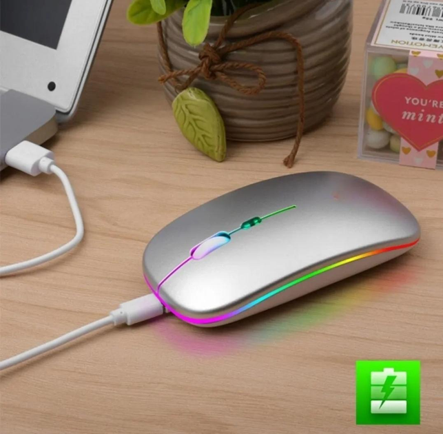 Бездротова комп'ютерна миша Wireless Mous 2,4G USB на акумуляторі silver - изображение 4
