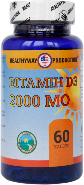 Вітамін D3 Healthyway Production 2000 МО 60 капсул (616659001970) - зображення 1