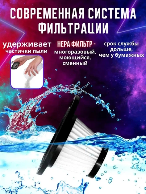 Автомобільний пилосос Winso W6-Cleaner акумуляторний, шланг, 4 насадки, для сухого та вологого прибирання - зображення 9