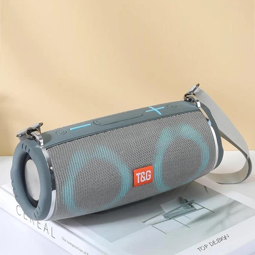 Портативна колонка TG642 з RGB підсвічуванням і ремінцем Grey - зображення 2