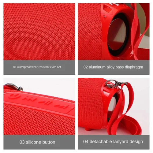 Портативная Bluetooth колонка TG534 SD IPX5 с ремешком Red - Фото 2 Портативная Bluetooth колонка TG534 SD IPX5 с ремешком Red - изображение 2