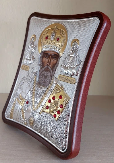 Грецька ікона Prince Silvero Святий Миколай MA/E1408/2X 15x12.5 см - Фото 2 Грецька ікона Prince Silvero Святий Миколай MA/E1408/2X 15x12.5 см - зображення 2