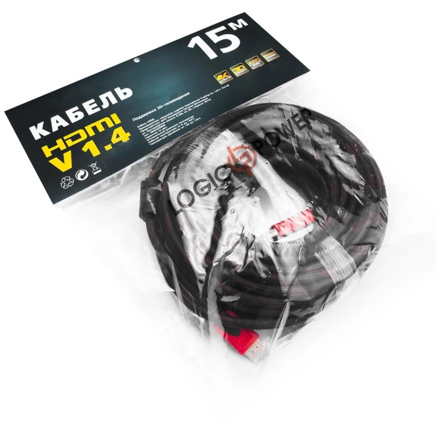 Кабель HDMI Usams 1.4V 15 метрів в обплетенні, для ПК, телевізора, проектора, монітора, провід 4K - зображення 6