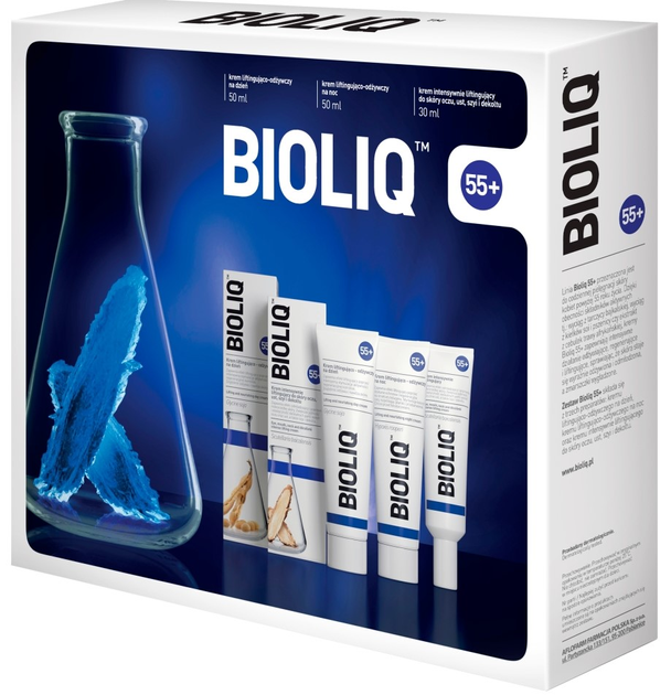 Набір Bioliq 55 + крем інтенсивний ліфтинг для шкіри очей, губ, шиї та декольте 30 мл + денний крем 50 мл + нічний крем 50 мл(5906071023571) - зображення 1