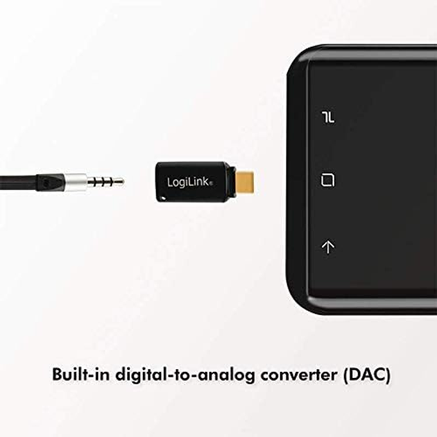 Adapter audio LogiLink USB-C 3.2 (M) / mini-jack 3.5 mm (F) Czarny (4052792057256) - obraz 4