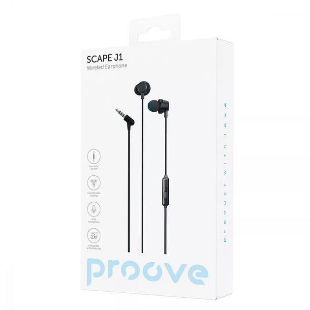 Проводные наушники Proove Scape J1 3.5mm Black (WESJ10000801) - Фото 2 Проводные наушники Proove Scape J1 3.5mm Black (WESJ10000801) - изображение 2