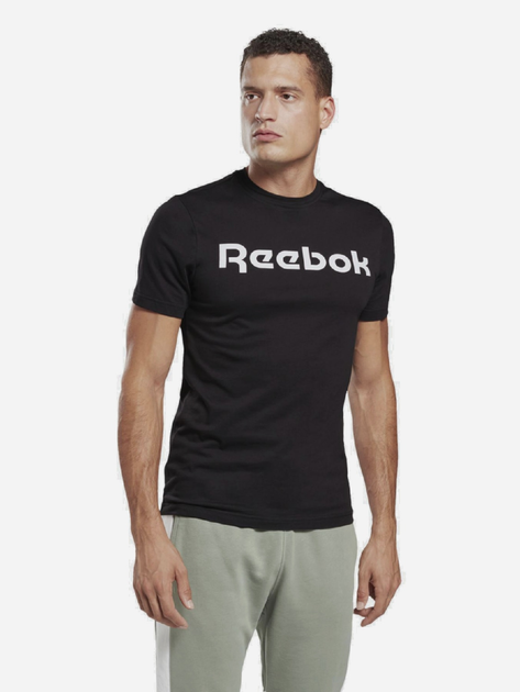 Koszulka męska bawełniana Reebok Gs Reebok Linear Rea 100042232 M Czarny/Biały (4064048052410) - obraz 1