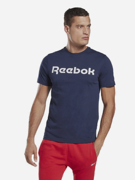 Koszulka męska bawełniana Reebok Gs Reebok Linear Rea 100042355 XL Granatowy/Biały (4064047964158) - obraz 1