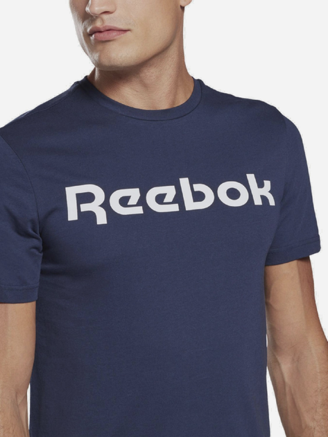 Koszulka męska bawełniana Reebok Gs Reebok Linear Rea 100042355 2XL Granatowy/Biały (4064047967777) - obraz 4