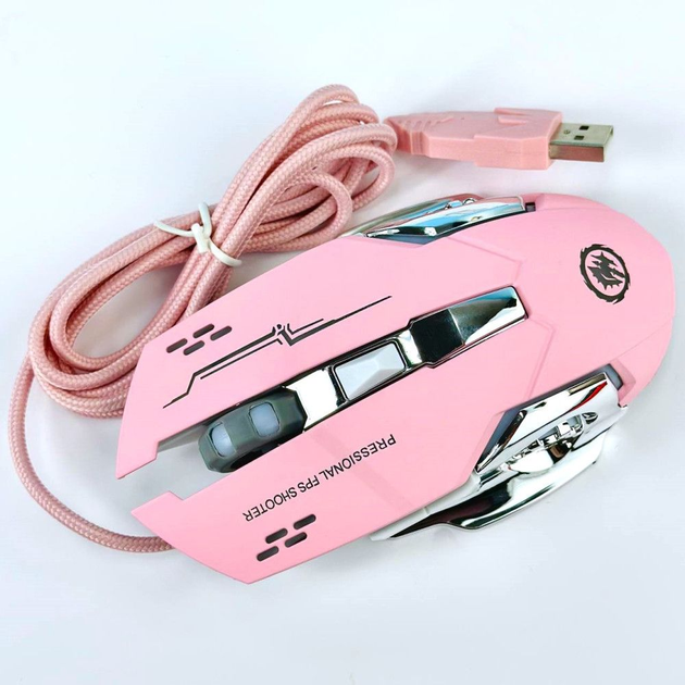 Ігрова комп'ютерна миша Epik T2 RGB підсвічування провідна Pink - изображение 1